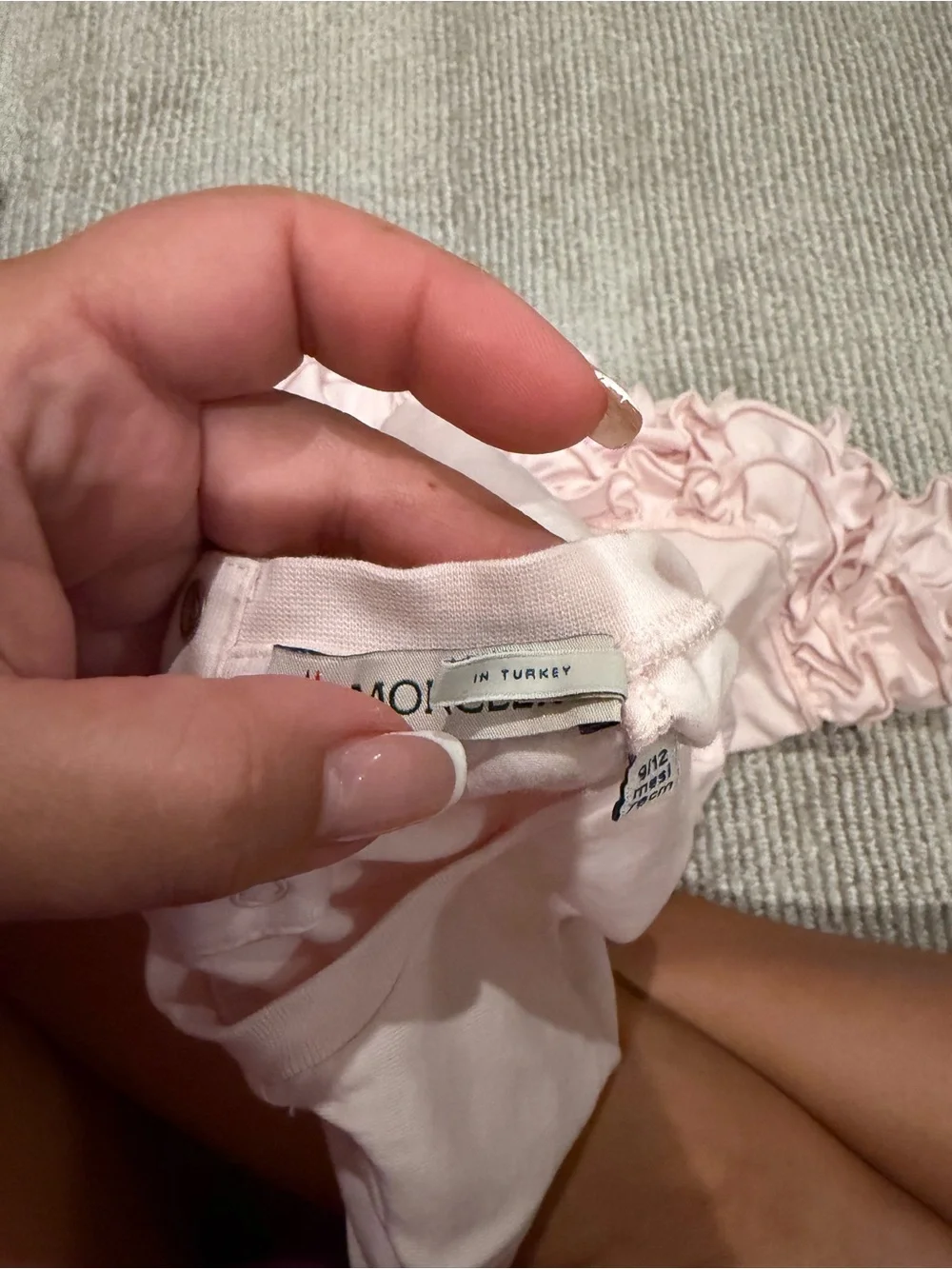 Moncler Light Pink Ruffle Hem Kids Dress box and bag